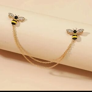 Bee Chain Brooch with Rhinestones